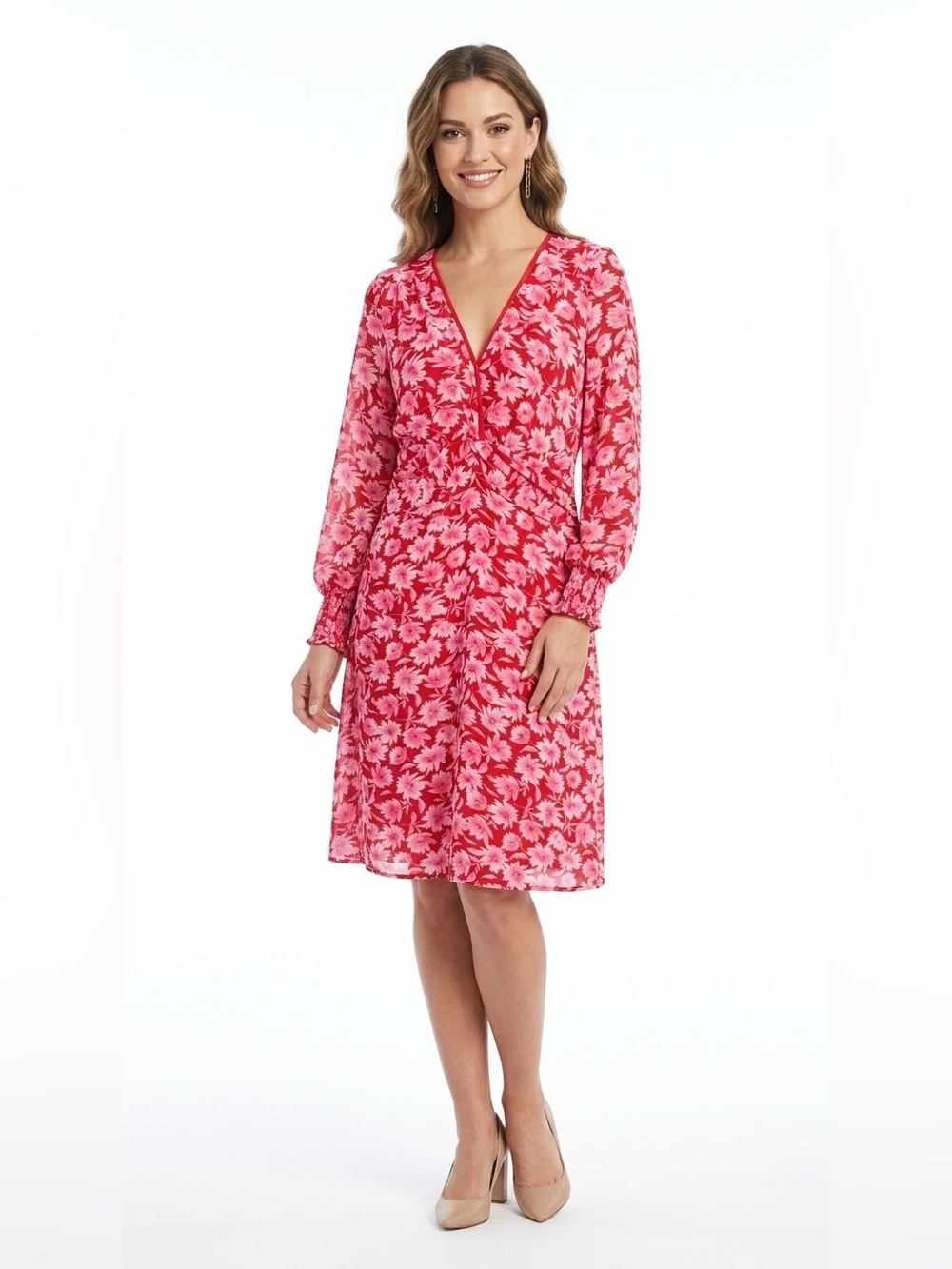 Julia Jordan Floral long sleeve Spring Chiffon Dress SZ 8 NWT